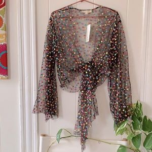 Hot & Delicious Mesh Polka Dot Tie Top